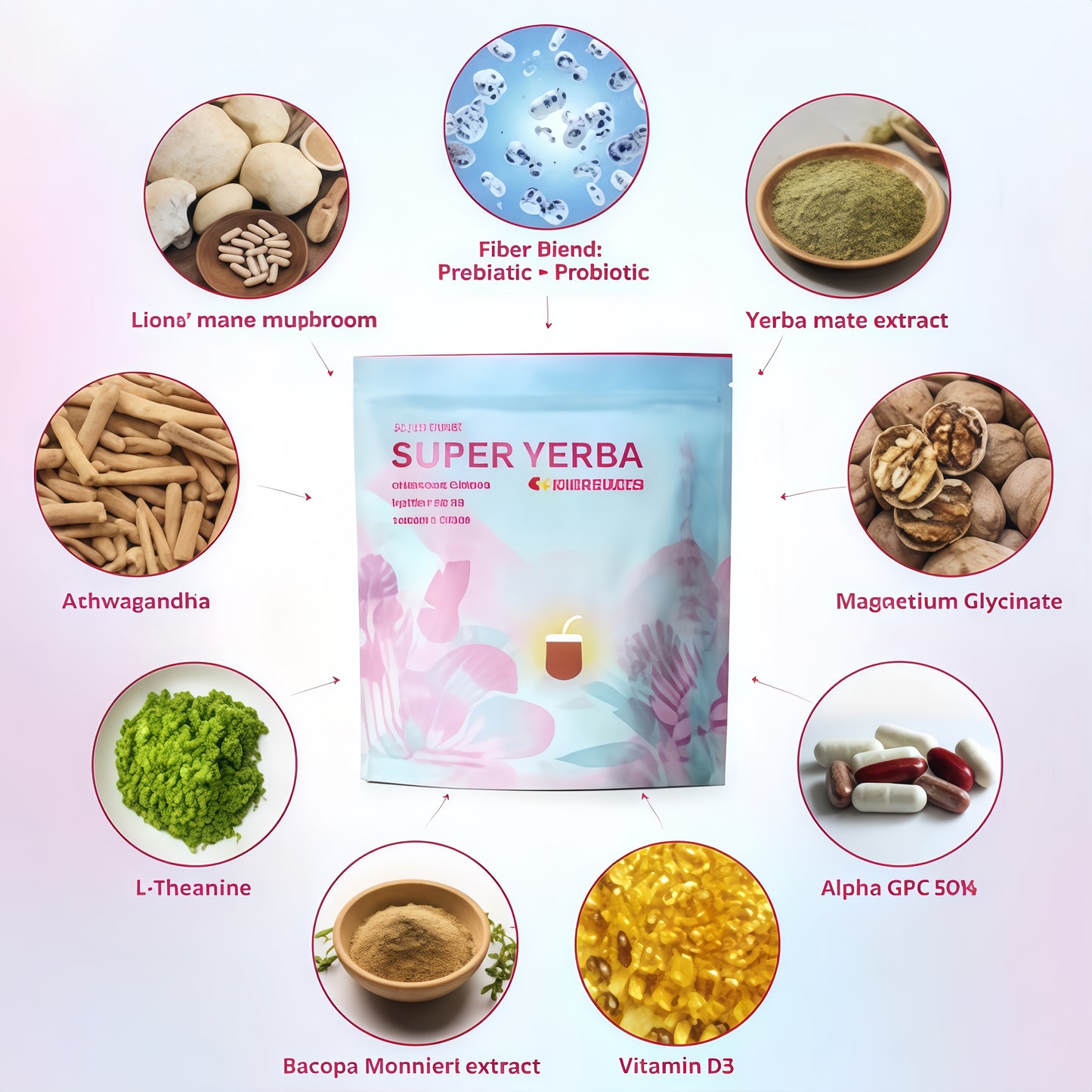 Zooone Super Yerba | Yerba Mate Instant Drink Powder | RASPBERRY LEMONADE Flavor | 30 Servings