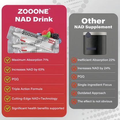 Zooone NR1000-NAD+ Berry Flavor Drink Mix for Skin Aging Support, Energy, and Focus - 30 Pack