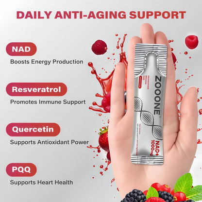 Zooone NR1000-NAD+ Berry Flavor Drink Mix for Skin Aging Support, Energy, and Focus - 30 Pack