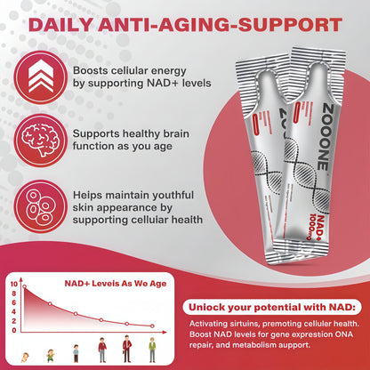 Zooone NR1000-NAD+ Berry Flavor Drink Mix for Skin Aging Support, Energy, and Focus - 30 Pack